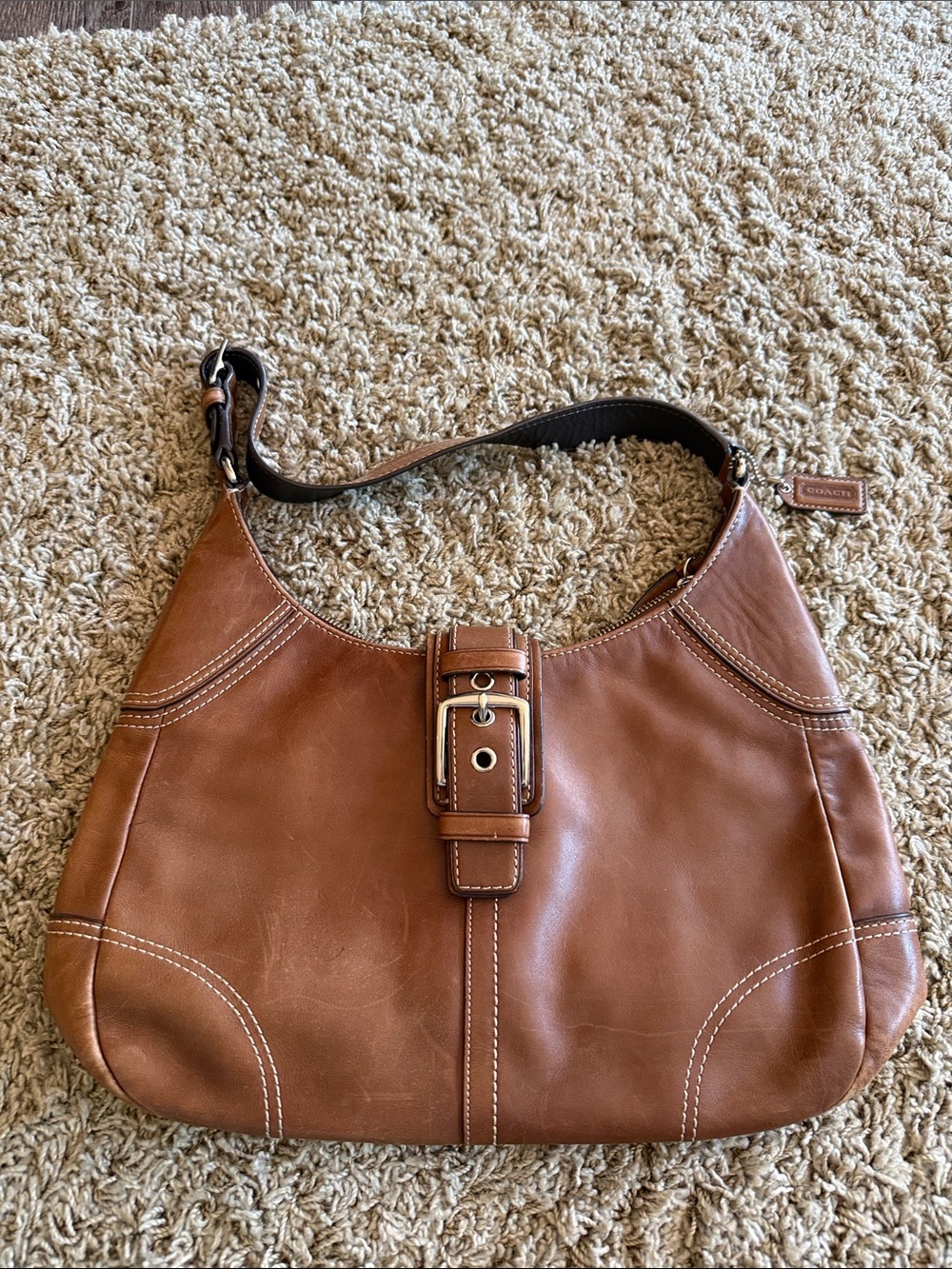 Coach Brown Leather Hobo with Buckle Detail